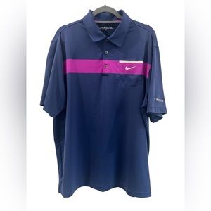 Nike Dri-Fit Mens Golf Shirt XL‎ Blue Welt Pocket 100% Polyester